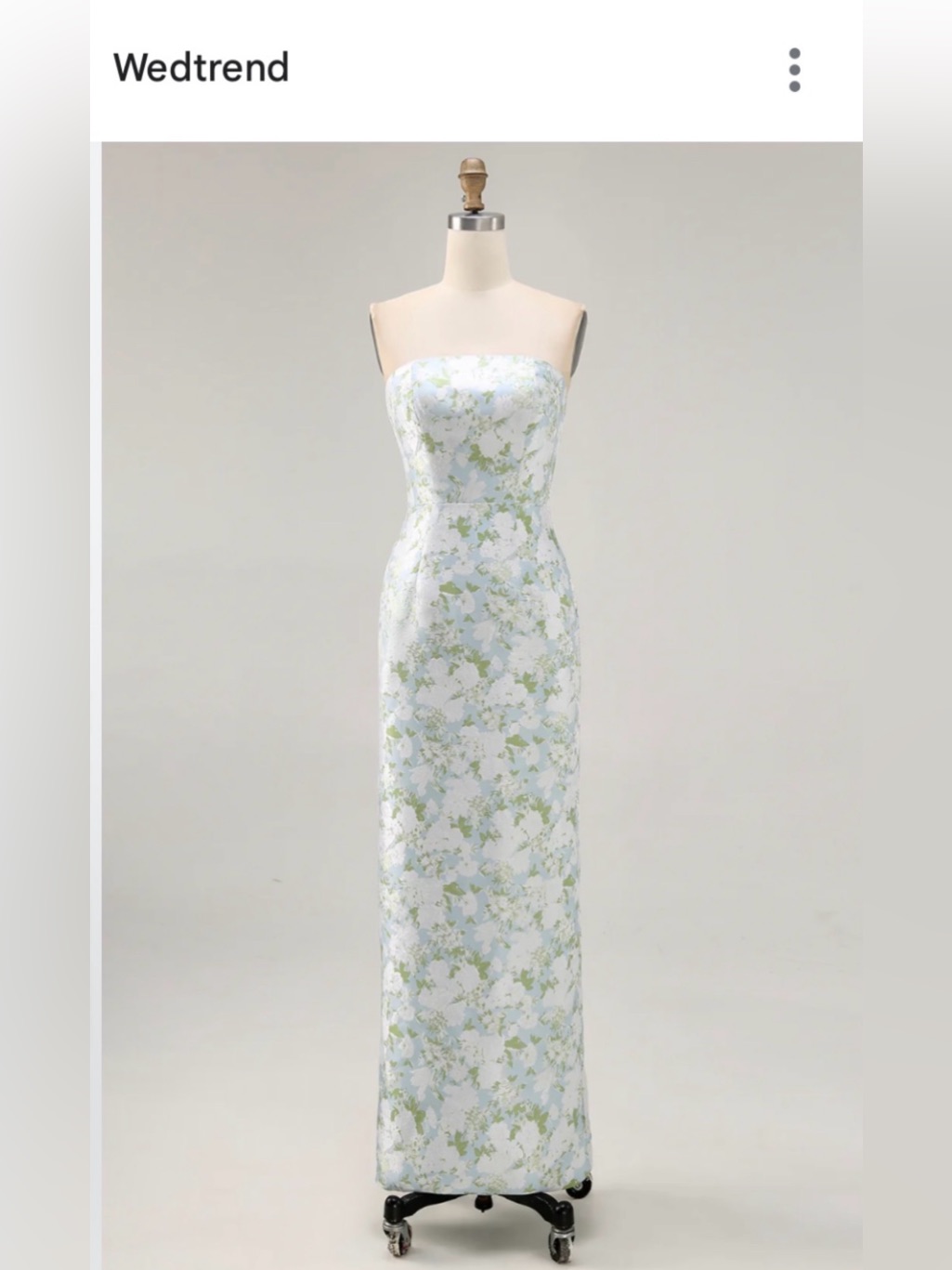 Wedtrend Strapless Floral Sheath Dress Pale Blue& Light Green - Sz 6 Left